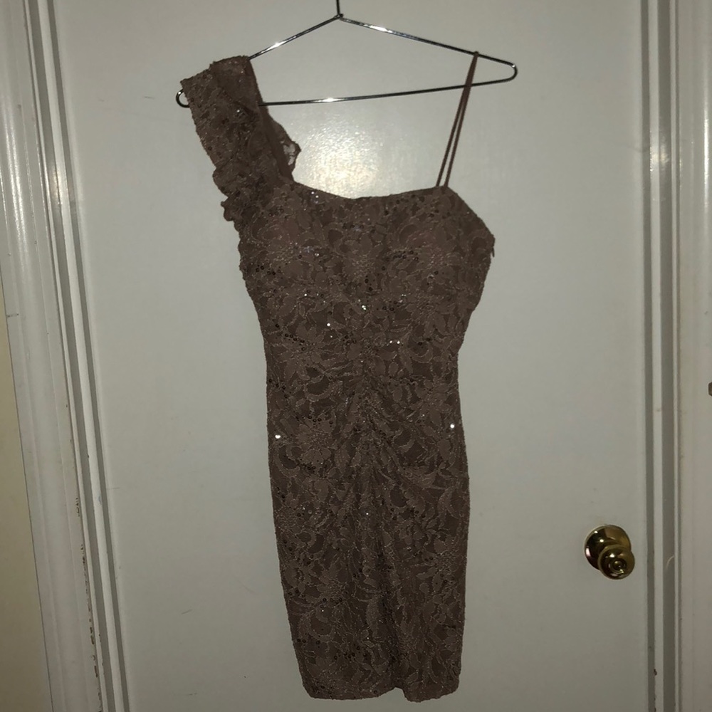 toupe sequined dress